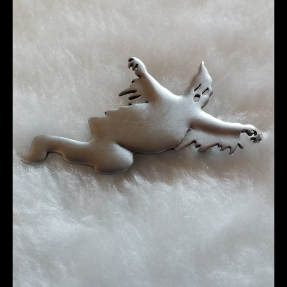 Rare JJ Jonette Ghoulish Haunting Ghost Pewter Brooch Pin - Picture 5 of 6